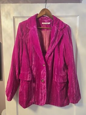 Ellison Hot Pink Crushed Velvet Blazer